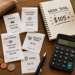 Receipts showing the total unexpected expense