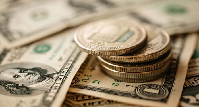 Cozy kitchen scene with a person reviewing payday loan documents on a laptop