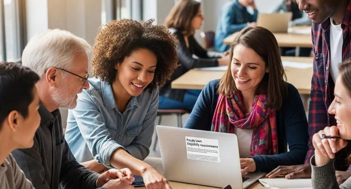 Friendly group reviewing loan eligibility details in an informal setting