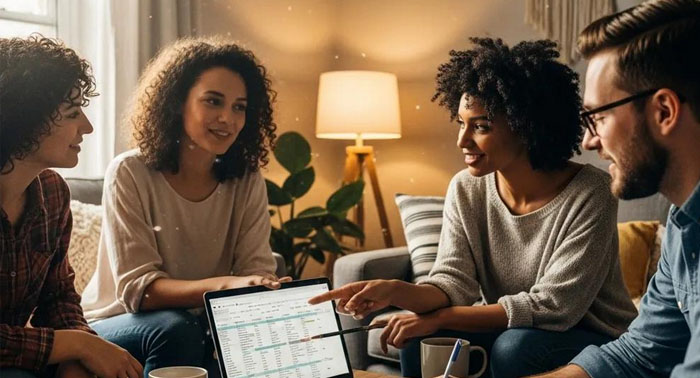 Friends discussing money and alternatives to payday loans