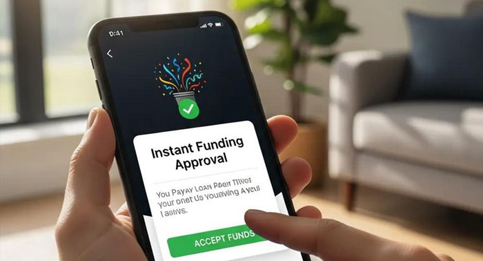 Person withdrawing cash from an ATM after receiving emergency payday loan