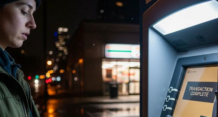 Person checking phone for an instant funding notification