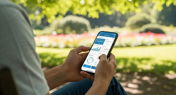 Person using a smartphone app outdoors — illustrating alternatives to payday loans