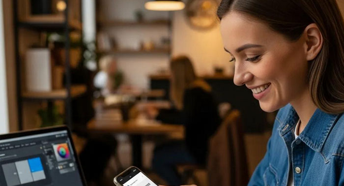 Freelancer receiving instant funding notification on a smartphone — highlights quick payday loan benefits