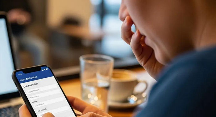 Applicant completing a quick loan application on a smartphone