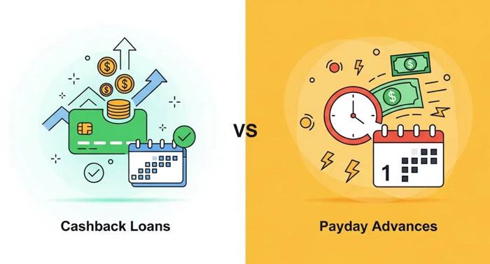 Visual comparison: Cashback Loans versus payday advance services