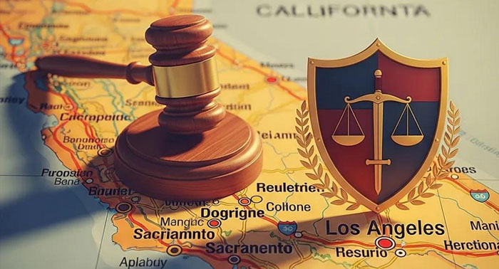 Map of California with icons representing payday loan rules and consumer protections