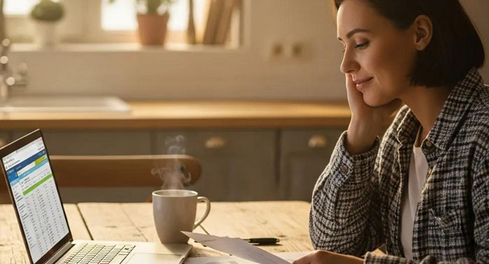 Close-up of a person filling out a loan form at a desk