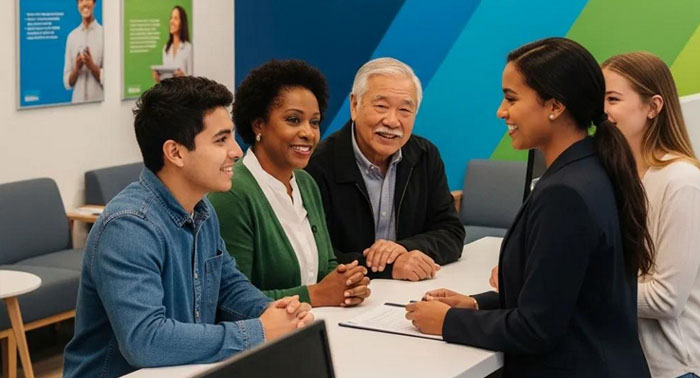 Cashback Loans representative assisting a customer, highlighting support for borrowers without bank accounts